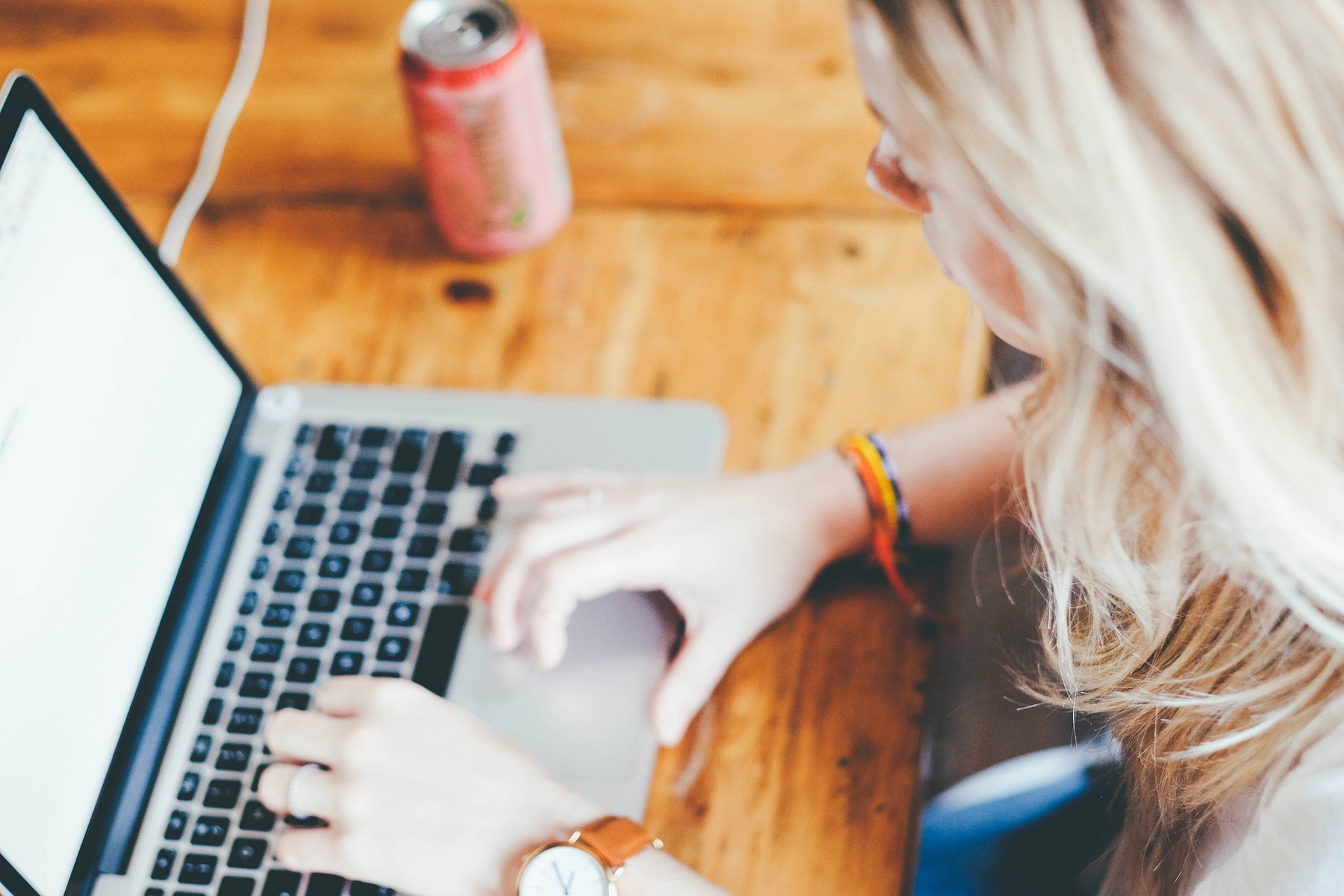 A woman working on her laptop