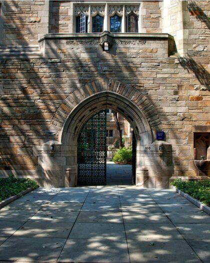 stone arch entrance gate at Yale University