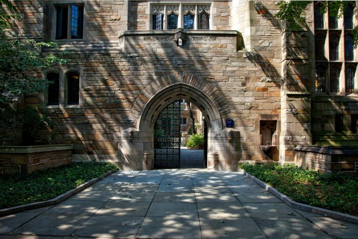 stone arch entrance gate at Yale University