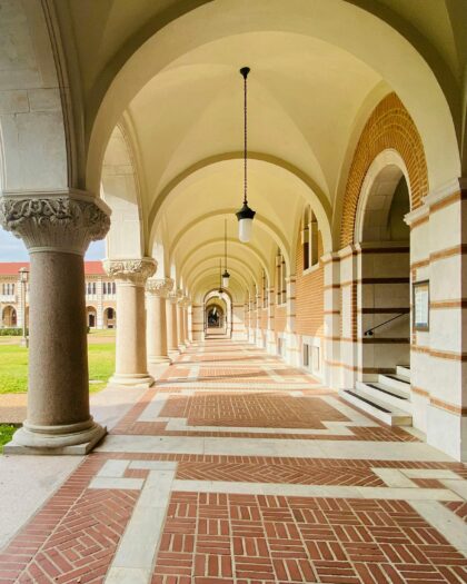 Classic Arched Hallway at Lovett Hall on Rice University in Houston, Texas