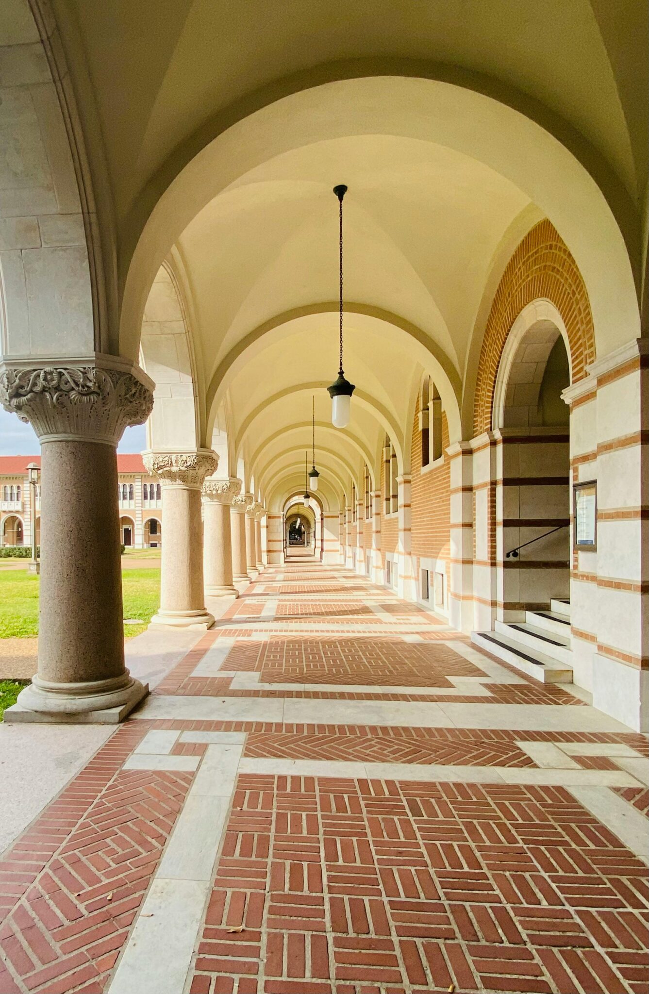 Classic Arched Hallway at Lovett Hall on Rice University in Houston, Texas