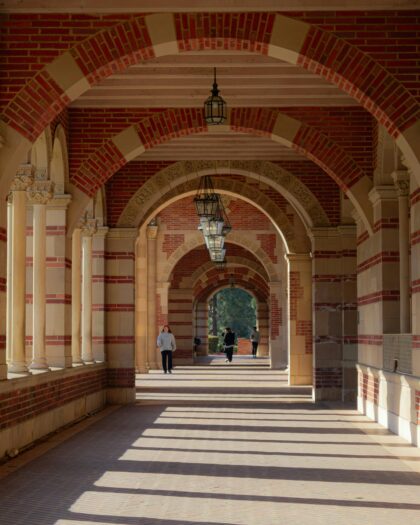Elegant Arched Corridor at UCLA Campus, Los Angeles