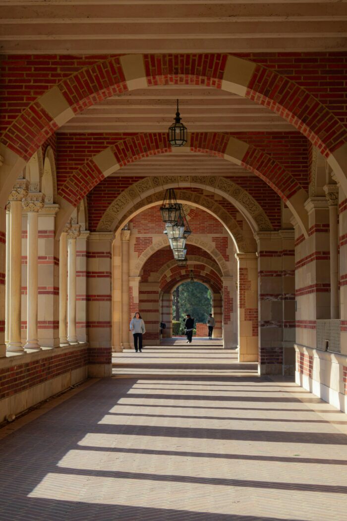 Elegant Arched Corridor at UCLA Campus, Los Angeles