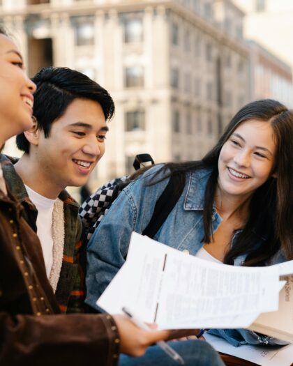 Students laughing together in a group