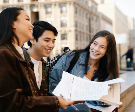 Students laughing together in a group