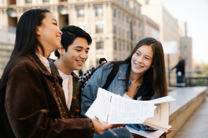 Students laughing together in a group