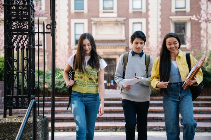 Students walking together and laughing