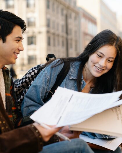 Group of Students Studying Together Outdoors