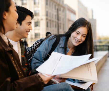 Group of Students Studying Together Outdoors