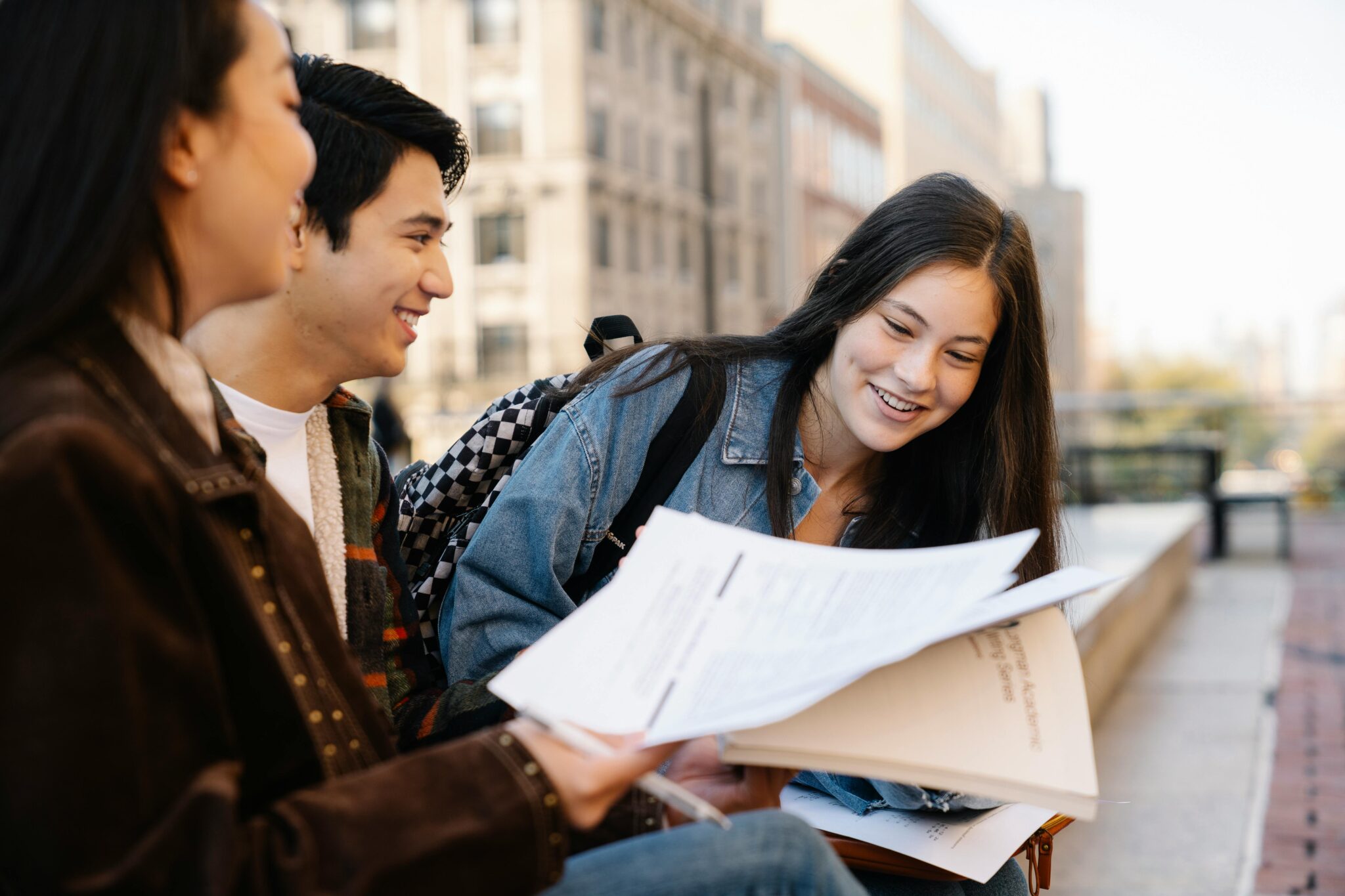 Group of Students Studying Together Outdoors