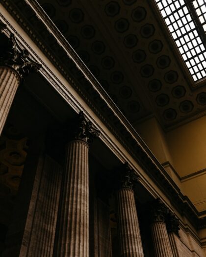 brown concrete pillars indoors